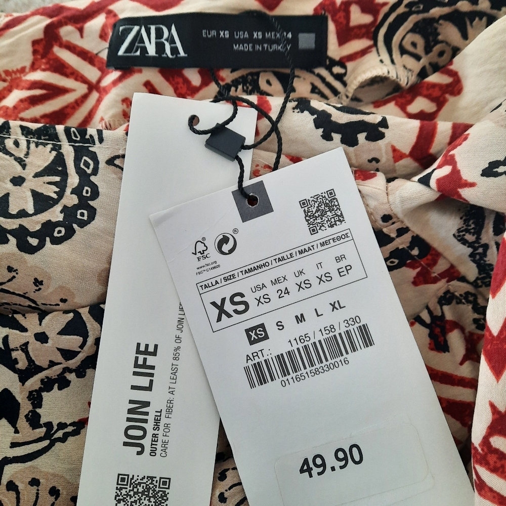 SOLD*** NWT Zara Multicolor Beaded Printed Wrap Skirt Size XS - Picture 7 of 7